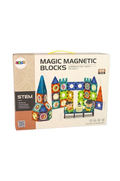 LeanToys Set constructii magnetice Stem, 98 piese, 14645
