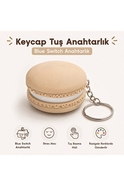 VİZYONAKSESUAR Makaron Clicker - Keycap Tuş Anahtarlık - Blue Switch Anahtarl...