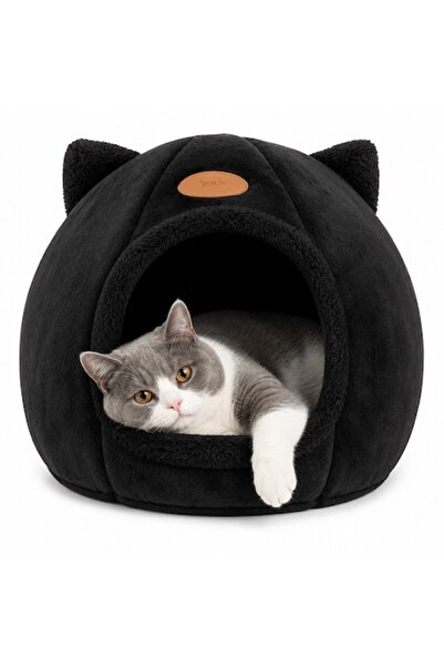 Purlov Cat house, plush bed with detachable pillow, non-slip, washable, comfo...