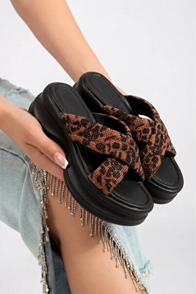 Zaira Papuci cu platforma dama leopard din piele ecologică intoarsa Marisol #...
