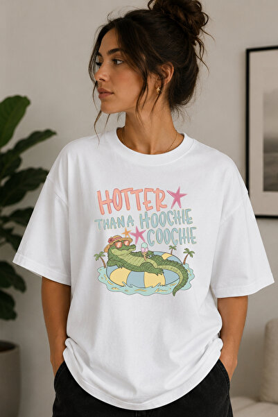 Büşra Çetin Funny Crocodile Summer T-Shirt, Retro Crocodile Graphic Tee, Tren...