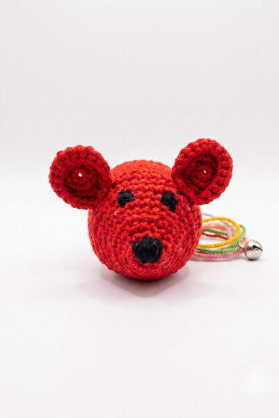 Tiny Sleeks Catnip Rattle Hand Knitted Mouse Cat Toy with Colorful Tail