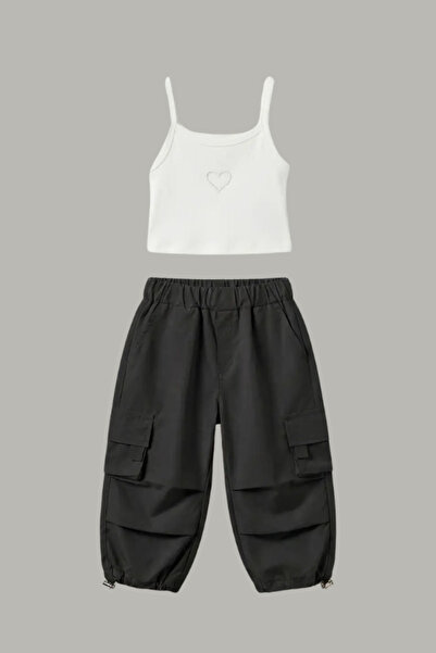 NOBLEKIDS Girl's Parachute Fabric Crop Set Black