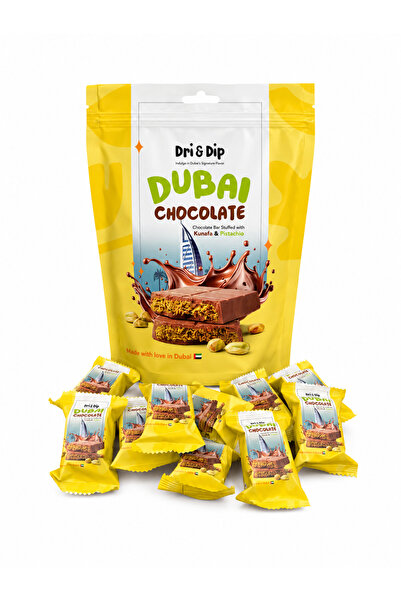 Dri & Dip قطع شوكولاتة محشوة بالكنافة والفستق، معبأة بشكل فردي