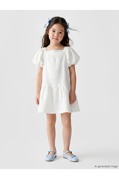 LC Waikiki Ozmarka New Season Square Collar Patterned Girls' Dress