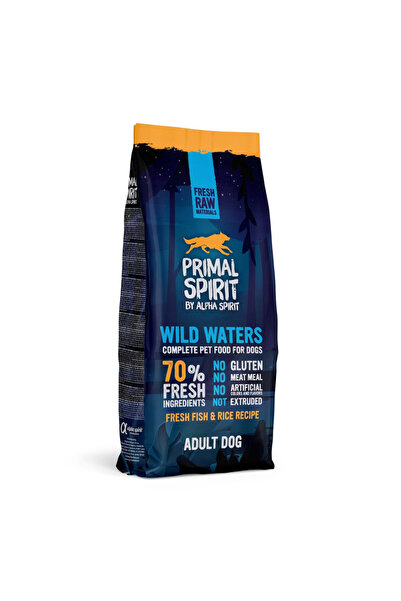 Primal Spirit Hrană uscată pentru câini WILD WATERS 70% Carne PEȘTE PUI 12kg