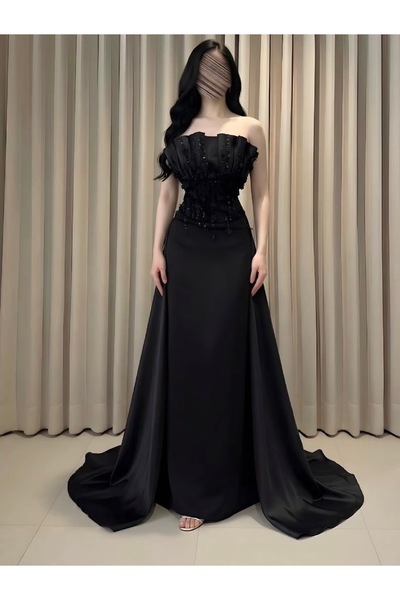 Viola black evening dress