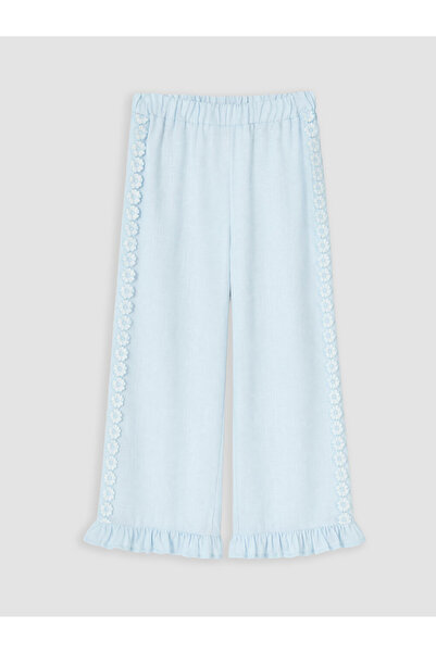 LC Waikiki Rmz Gi̇yi̇m Farki̇yla Girls' Linen Embroidered Trousers