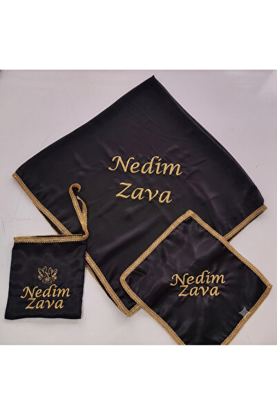 Terzim Ayşenur İsimli Nakış İşlemeli Damat Omuz Şalı - İsimli Halay Mendili v...