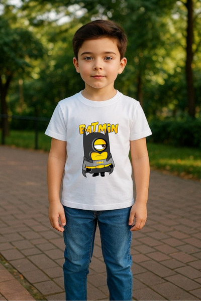 Windy Island Tricou pentru băieți cu imprimeu "Batmin" din bumbac 100%