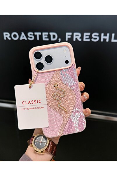 KILIF HOUSE Iphone 13 Uyumlu Yılan Derisi Dokulu Taşlı Yılanlı Premium Kılıf