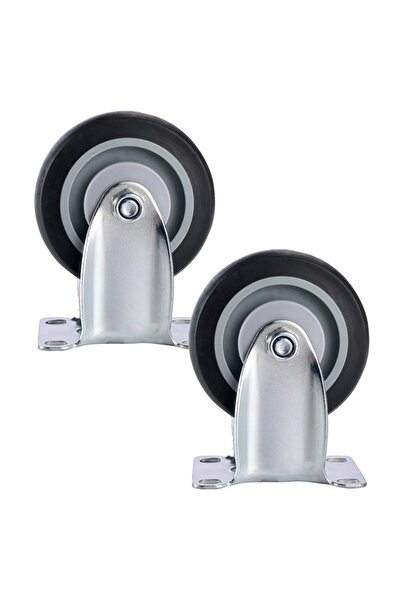 Lawazim BMB 2-Piece 125mm Grey TPR Rigid Caster Wheels for Furniture with Pla...