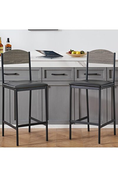 Garvee - Set of 2 Bar Stools, 39.2 Inches High, with Wide, Comfortable Seat, ...