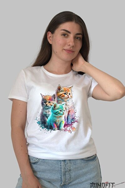 GILDAN Tricou Cu Pisici 3D Multicolore