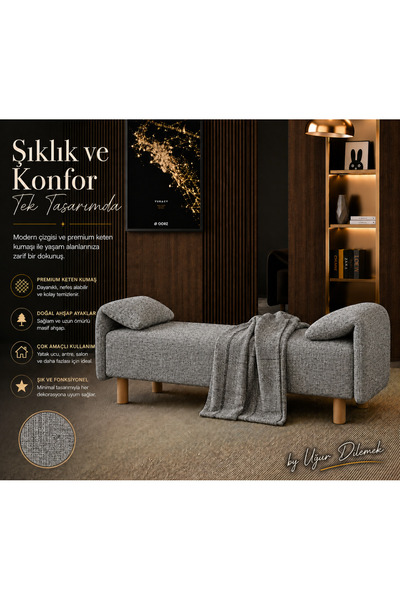 arge demo Elegance Uzun Puf Benç 130 cm Yatak Ayak Ucu Antre Salon