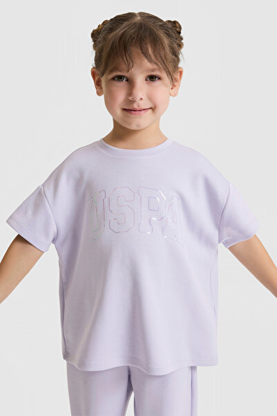 U.S. Polo Assn. Kız Çocuk Bisiklet Yaka Lila Tişört 50325722-VR034