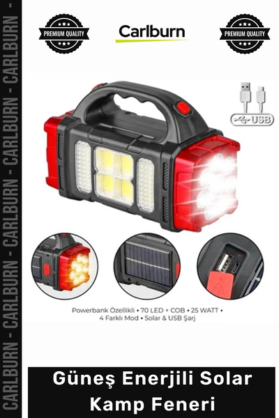 Carlburn #SolarFener Taşınabilir Şarjlı Led Aydınlatma Su Geçirmez Outdoor Gü...