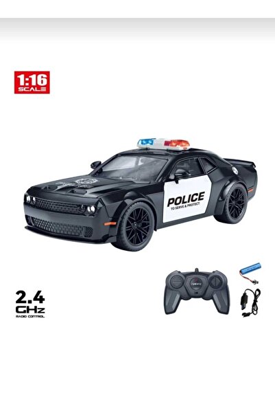 Aksoy Toys Uzaktan Kumandalı Işıklı Dodge Challenger Polis Arabası 1:16 Ölçek...