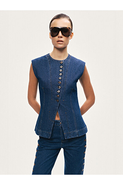 Nocturne Metal Düğmeli Denim Yelek N26YD7080