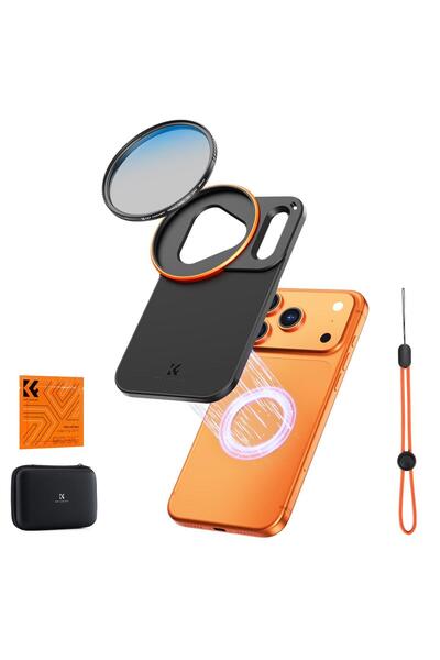 K&F CONCEPT iPhone 17 Pro uyumlu 58mm CPL Filtre ve Manyetik Adaptör SETİ
