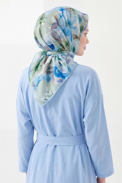 Silk Home Soft Scarf Watercolor Sky Blue 90X90