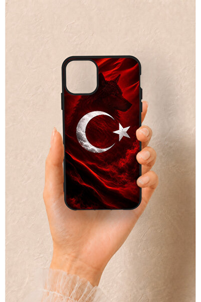 Vip Case iPhone 11 Pro Max Uyumlu Kurt Türk Bayrağı Desenli Silikon Kılıf