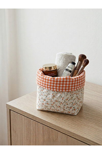 soft rabbit Turuncu Pötikare ve Çiçek Desenli Çok Amaçlı Organizer - Makyaj, ...