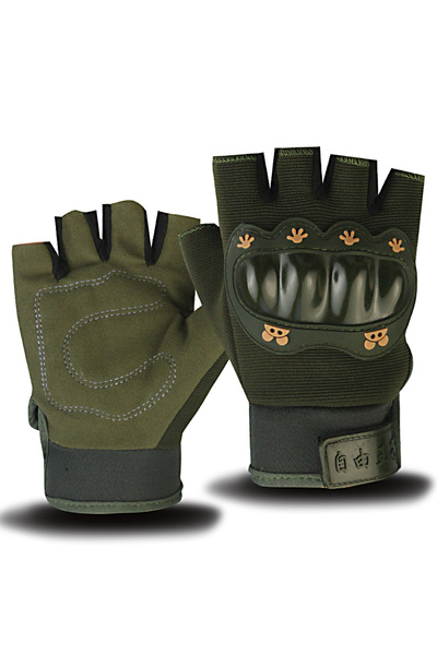 Choice3 half green Children Tactical Gloves Cycling Knuckle Protection Hard S...