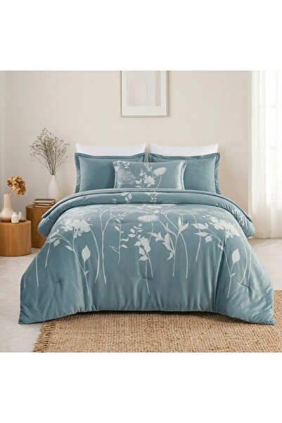 Alhabib bedding Garden Double Bedspread Soft Fur Light Turquoise Fits a 200X1...