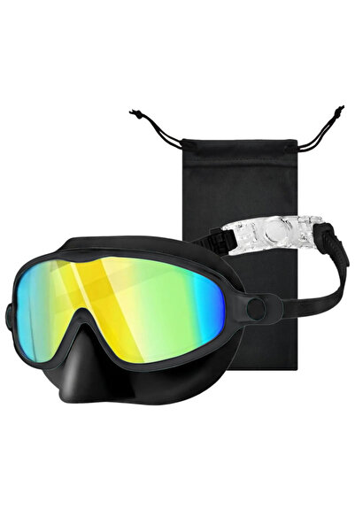 Choice1 Black-coated Nose Cover Silicone Swim Goggles Wide View Diving Glasse...