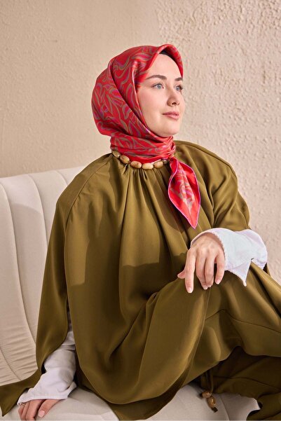 Silk Home Twill Silk Scarf Line Red