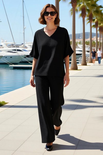 BENERLY Women's Plus Size V-Neck Truvakor Sleeve Oversize Textured Linen Look...