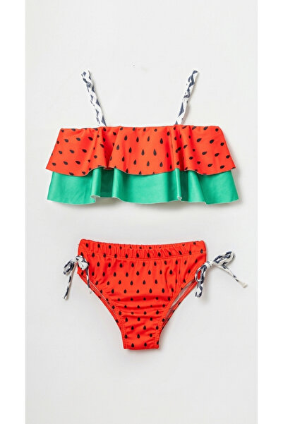 Lyrax Karpuz desenli kiz cocuk mayo- bikini takim