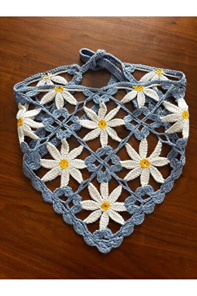 ARTTMACRAME Papatya Model Bandana Knitted Flower Bandana