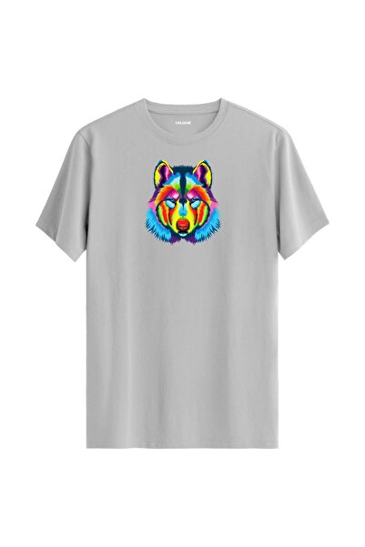 Colermi Colorful Wolf Figure T-Shirt