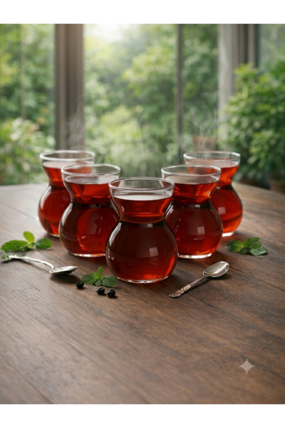 Mony moon Modern Design Arc Style 5Pcs Turkish Glass Tea Cup Set Luxury Clear...
