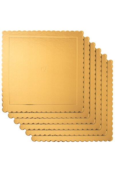 Orion Suporturi pătrate aurii pentru tort 34x34 cm 6 bucăți