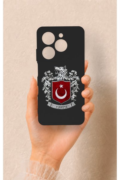 Vip Case حافظة سيليكون متوافقة مع تكنو سبارك 20C بنمط علم تركيا