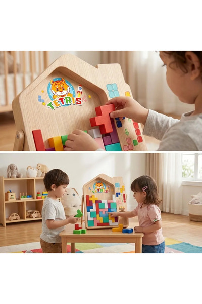 SMANIA Joc de blocuri de lemn pentru copii TetriWood ™