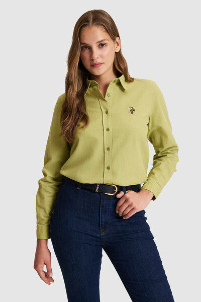 U.S. Polo Assn. Kadın Yeşil Uzun Kollu Basic Gömlek 50320204-VR016