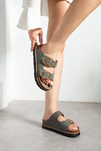 starmarj New Season Summer Women's Double Buckle Thick Sole Wide Buckle Slippers