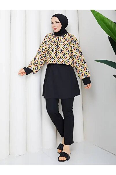 Miraystyle Women's Hijab Yellow Colored Full Covered 3-Piece Swimsuit Set (Wa...