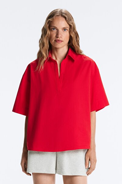Oysho %100 poplin pamuklu polo yaka tişört