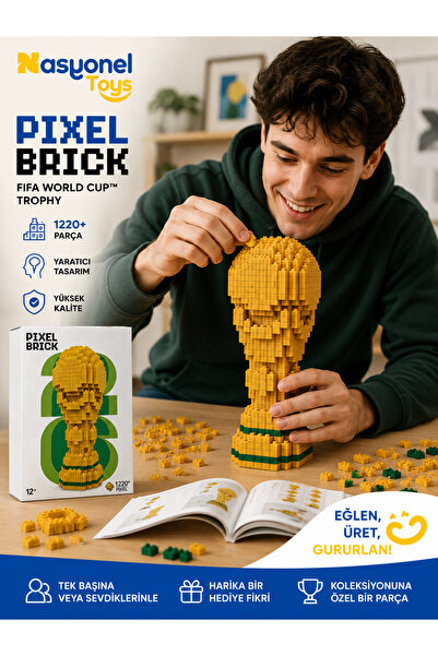 NASYONEL TOYS Pixel Brick Dünya Kupası Kupa Yapım Seti 1220+ Parça Koleksiyon...