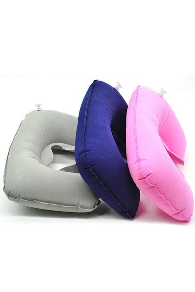 Autowise Travel Pillow Inflatable Neck U Type Orthopedic Inflatable Passenger Sleeping Pillow Navy Blue