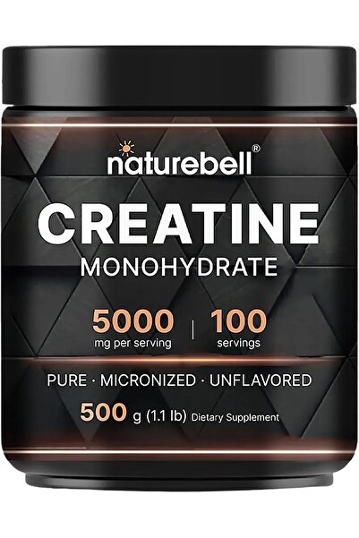 Naturebell مسحوق الكرياتين مونوهيدرات، 500 جرام، 5000 ملغ لكل حصة، مسحوق كريا...