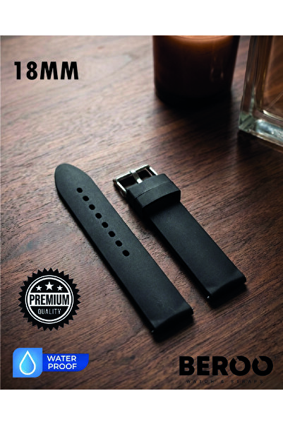 18mm Düz Premium Silikon Saat Kordonu – Yumuşak, Dayanıklı, Su Geçirmez