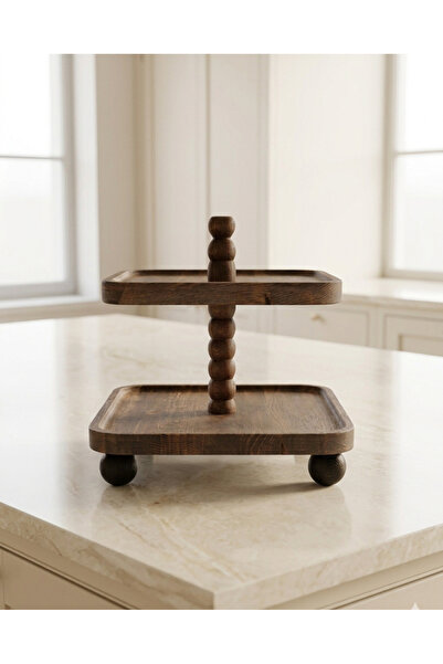 Wood Atölye Ahşap sunum Standı Deluxe 2 katlı kare model