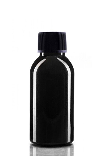 makrobay 100 Adet - 100ml Plastik Siyah Oval Boyunlu Şişe, Boş Düz Siyah Kapaklı Pet Şişe