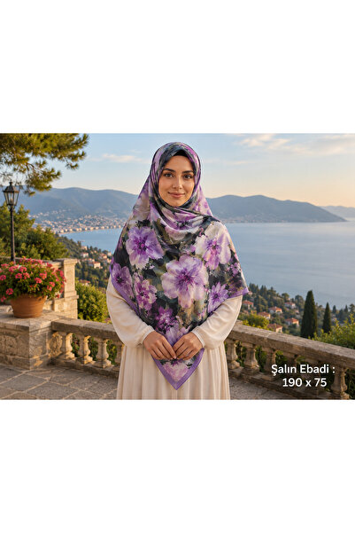 Daisy Polo Shawl with Flower Pattern in Lavender Tones 1 Piece Quality, Usefu...
